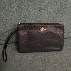 Navy Coach Double Zip Wristlet